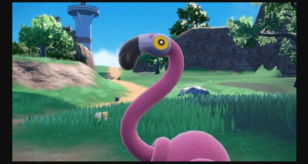 Animated Pink Flamingo Characterin Game Environment Background