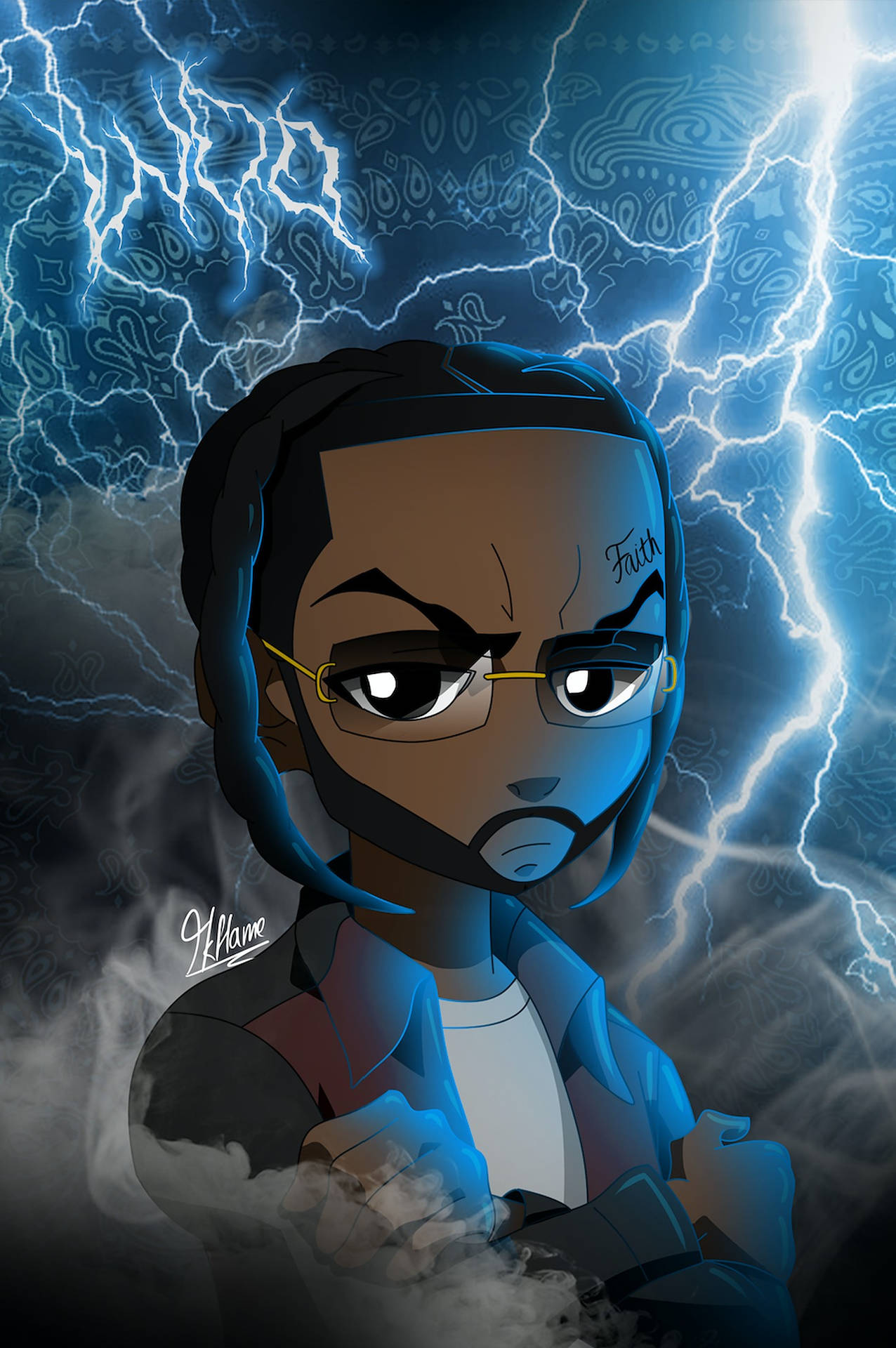 Animated Pop Smoke Blue Lightning Background