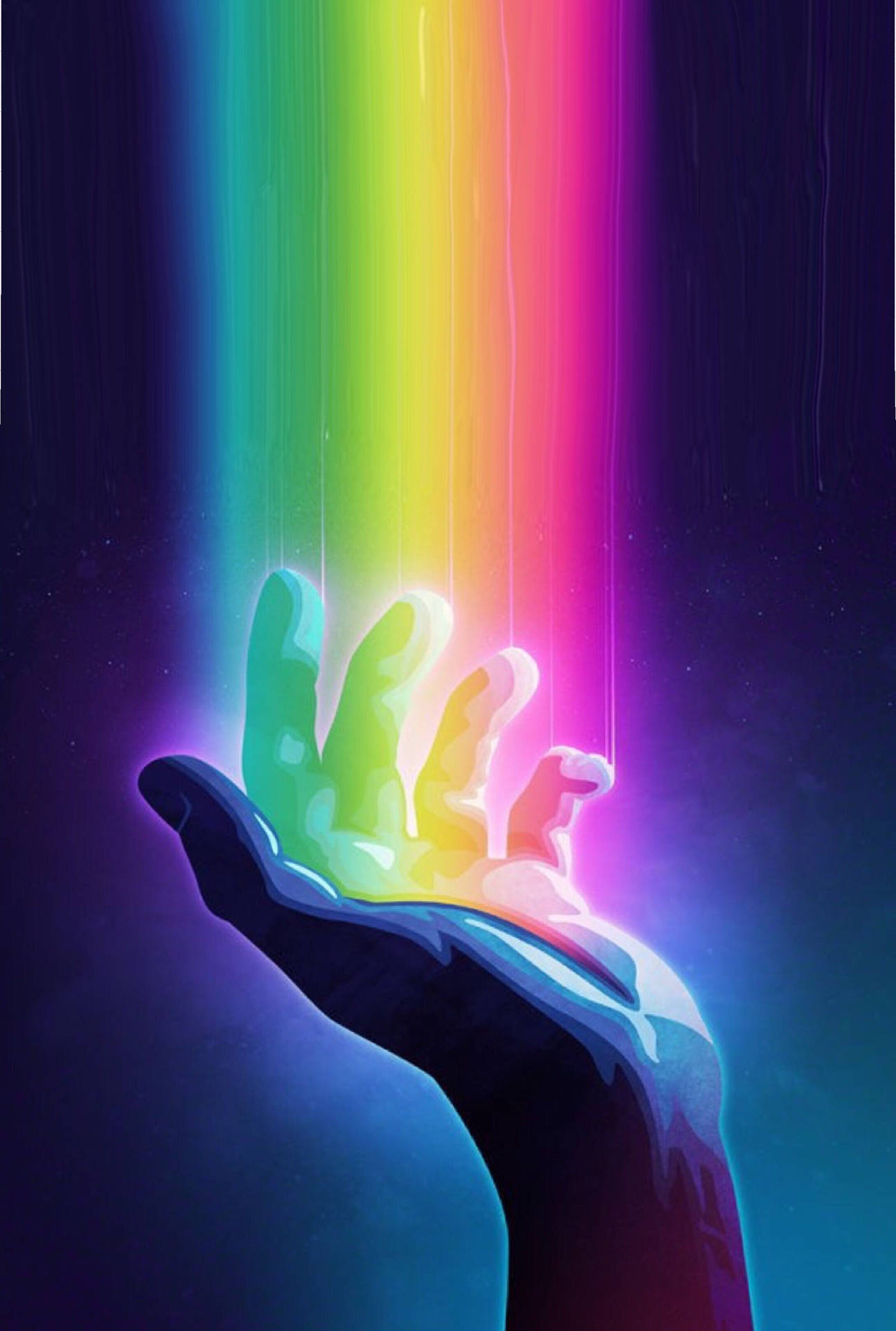 Animated Rainbow Aesthetic Hand Background