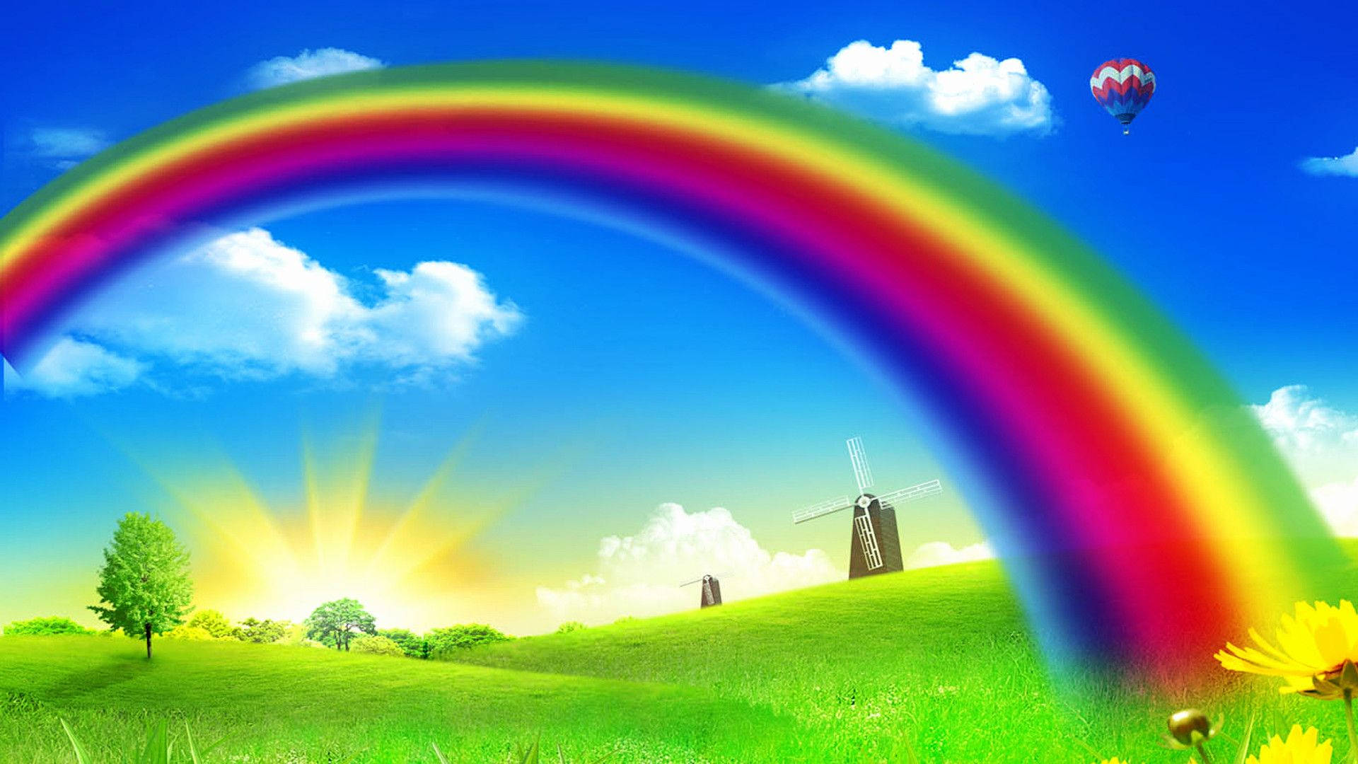 Animated Rainbow In Farm Background