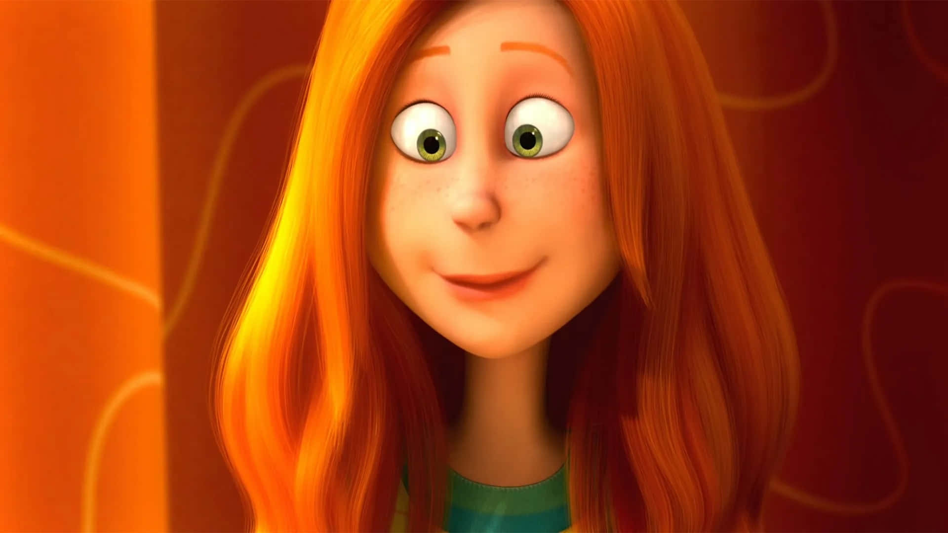 Animated Red Haired Girl Smiling Background