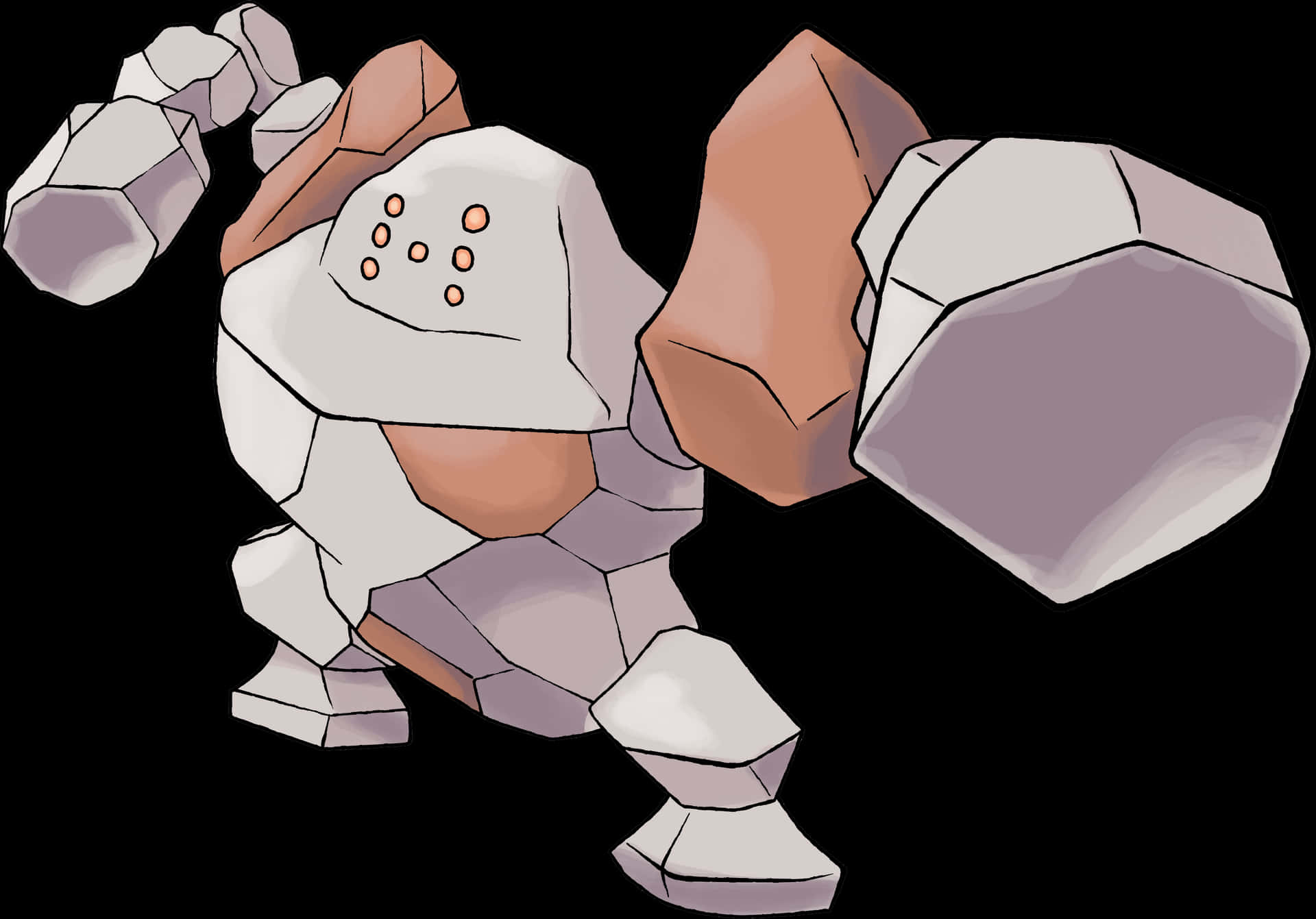 Animated Regirock In A Dynamic Pose Against A White Backdrop Background