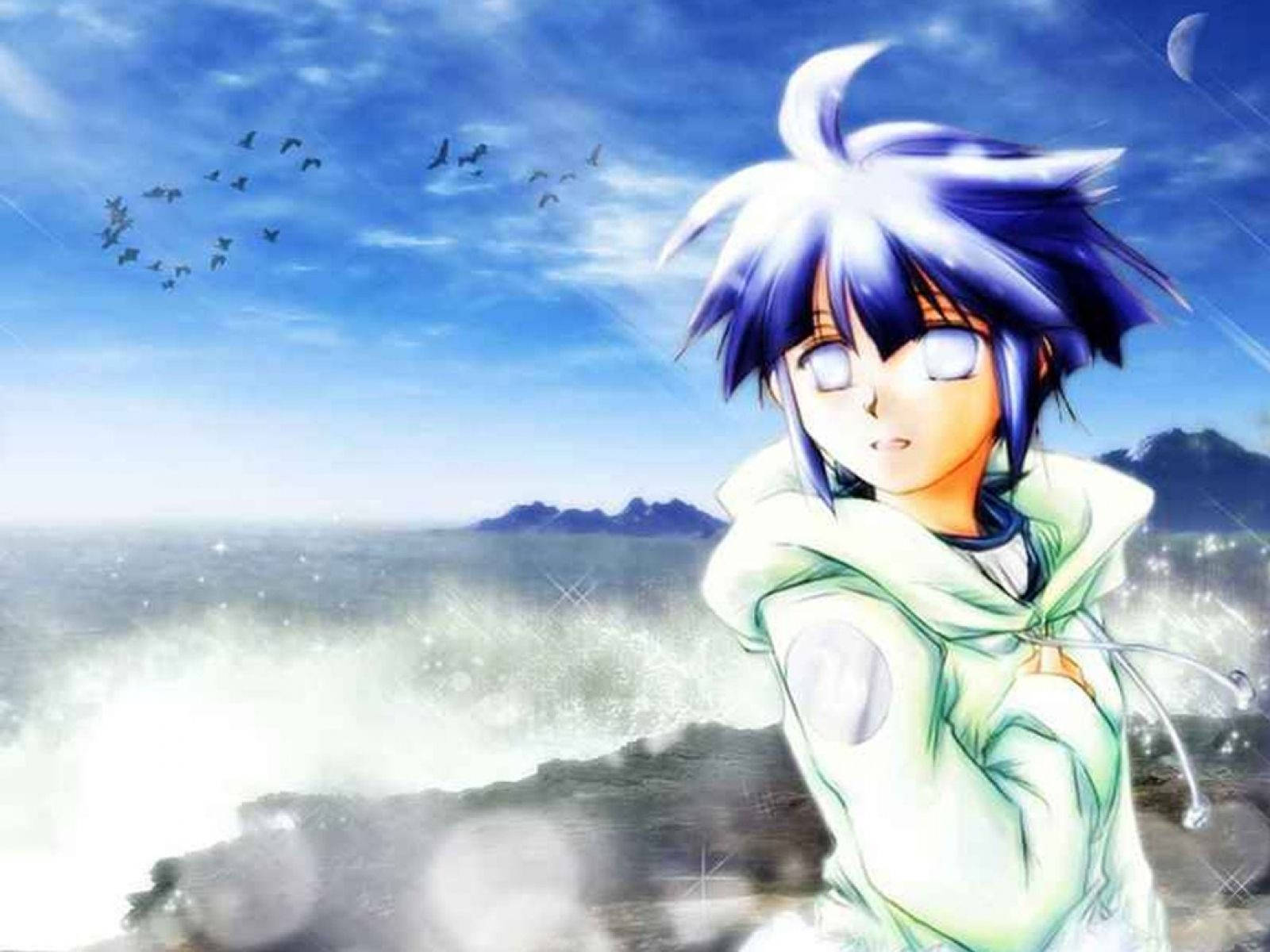 Animated Representation Of Hinata Hyuga In Battle Stance Background