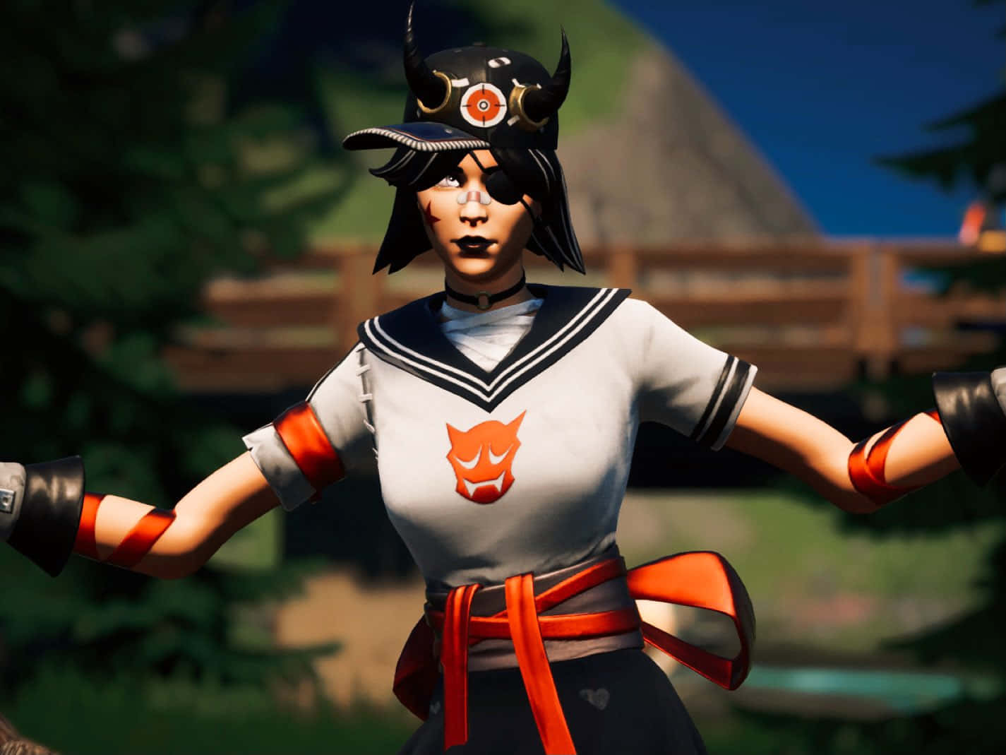 Animated Samurai Character Outdoors Background