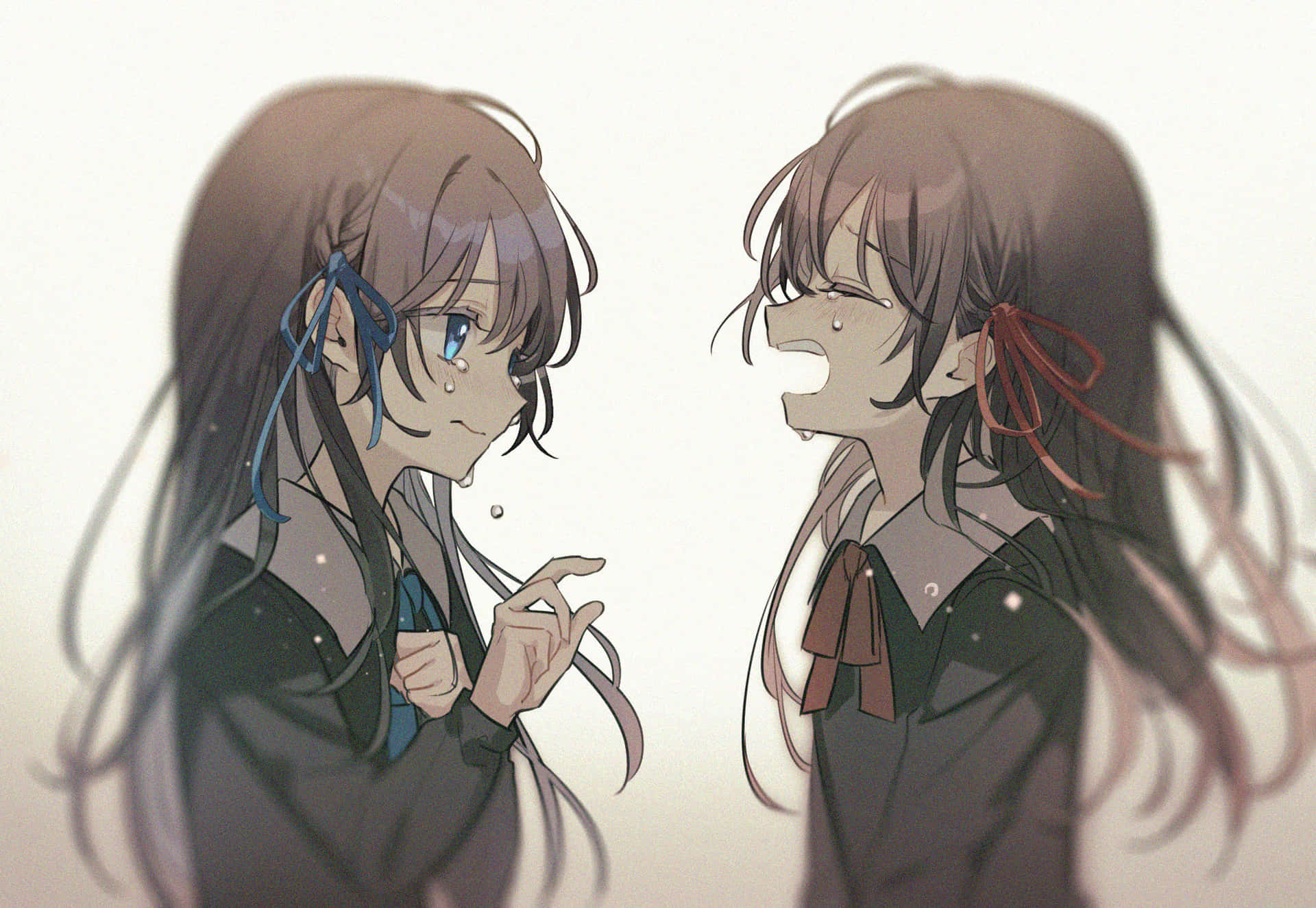 Animated Schoolgirls Emotional Exchange