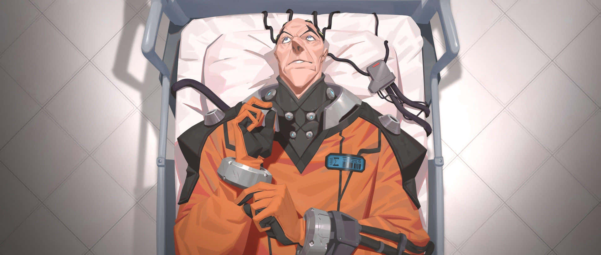 Animated Scientistin Restraint Chair Background