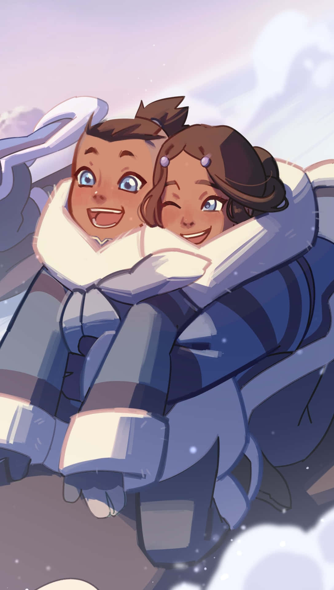 Animated Siblings Winter Embrace