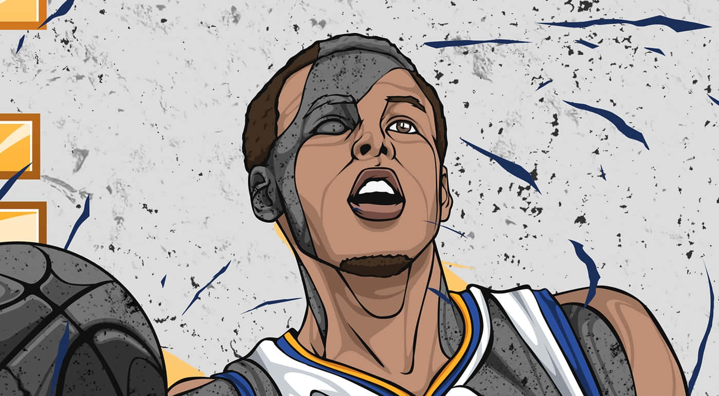 Animated Stephen Curry Basketball Artwork Background