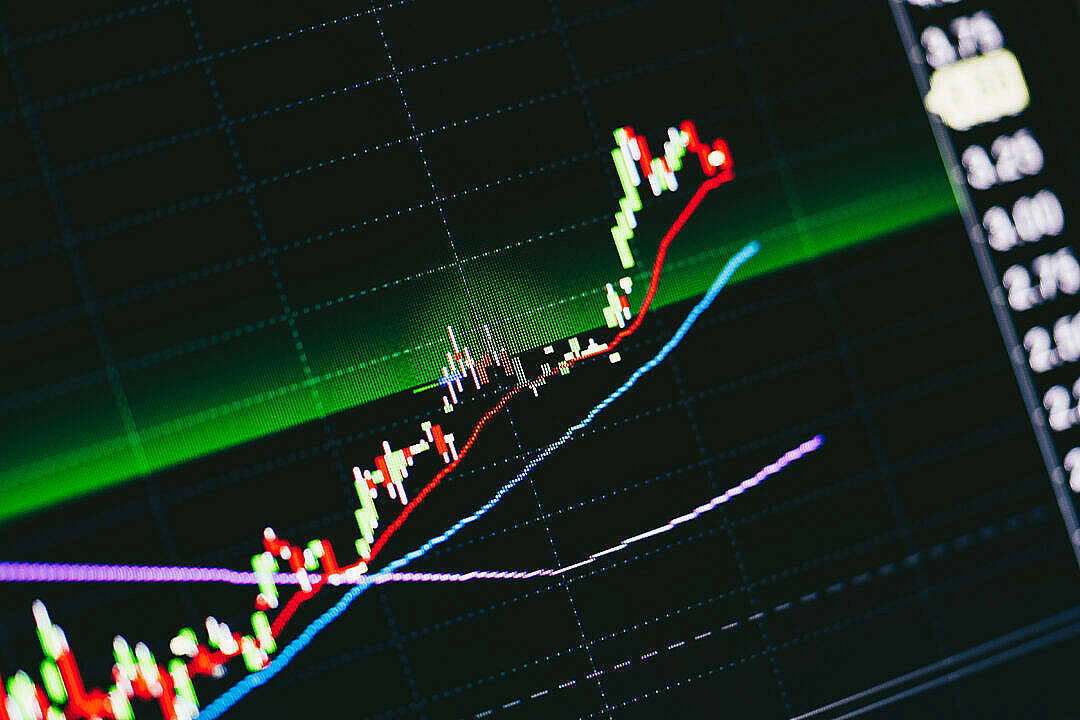 Animated Stock Market Chart On Desktop Background