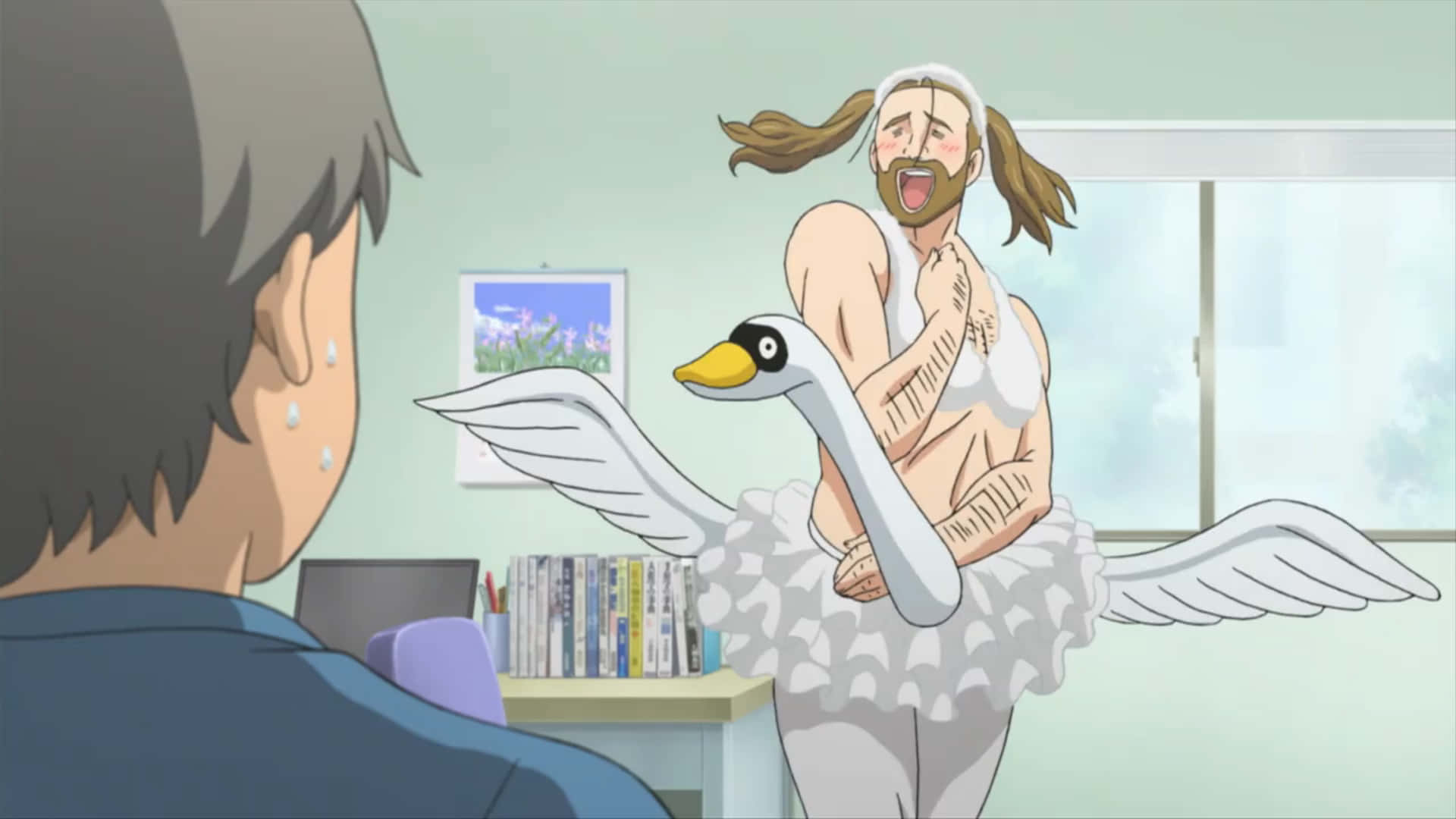 Animated Swan Ride Comical Scene