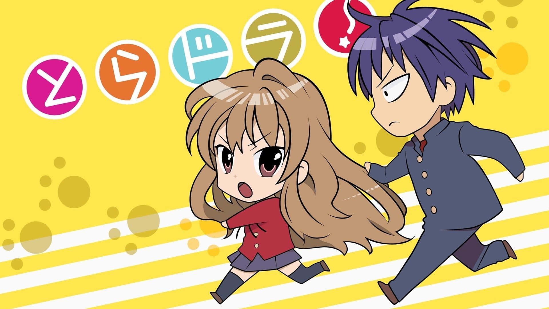 Animated Taiga Aisaka And Ryuuji Takasu Background
