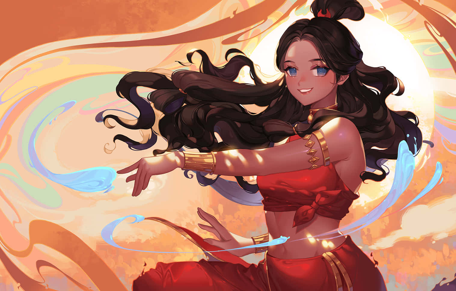 Animated Waterbender Katara Artwork Background