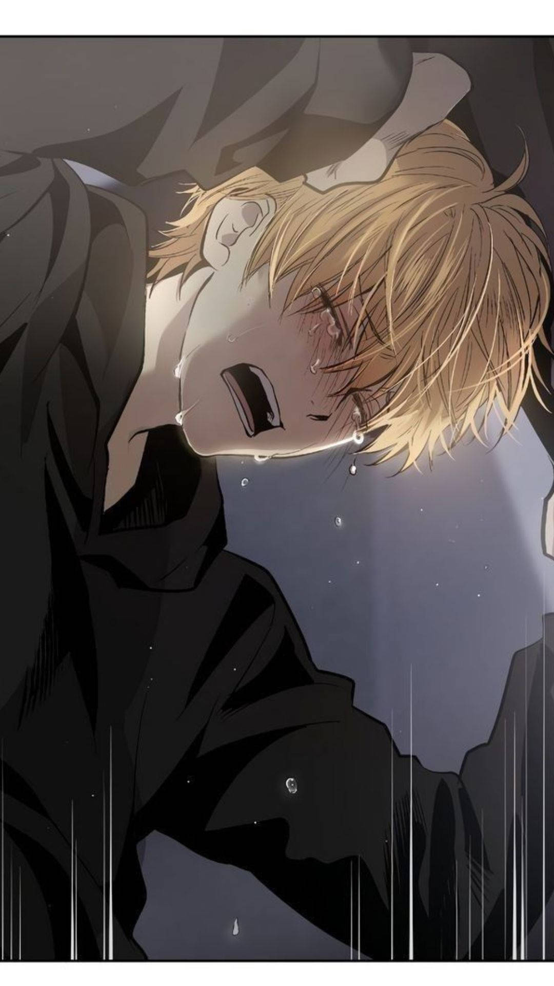Animation Anime Boy Crying On Wall Background