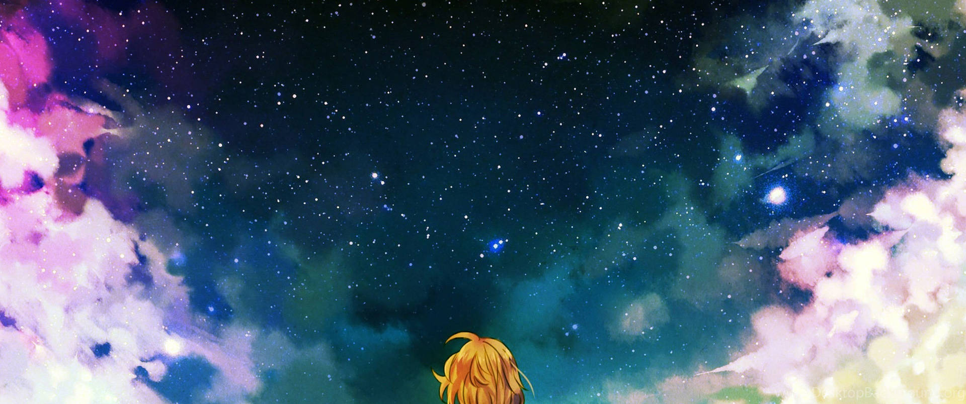 Animation Anime Girl Starry Sky Background