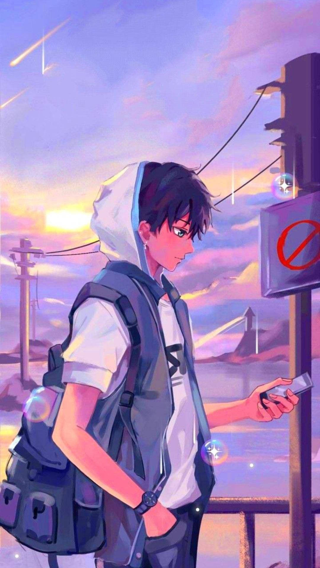 Anime Aesthetic Boy In Rain Good Pfp Background