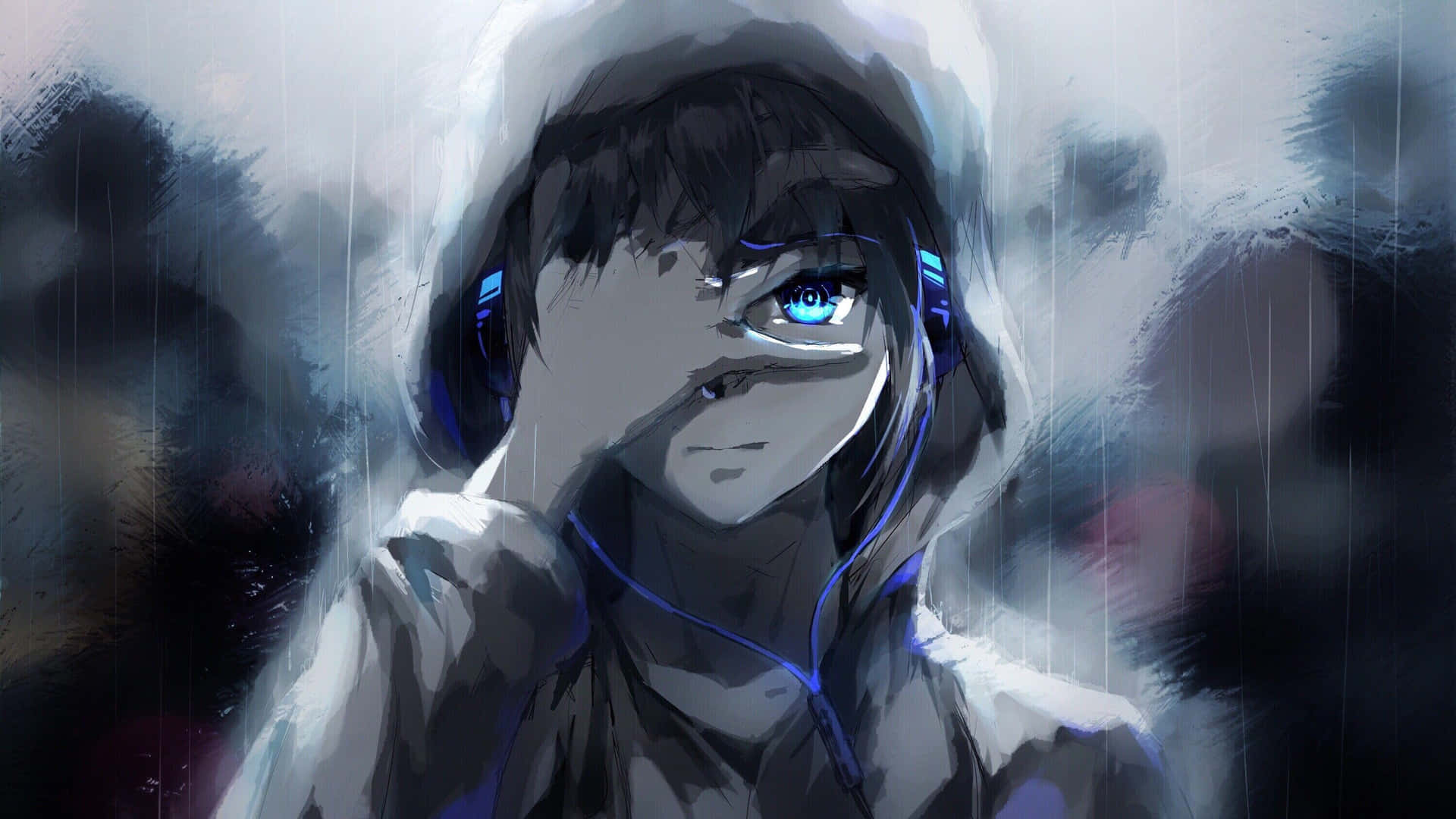 Anime Aesthetic Pfp Of A Boy With Blue Eyes Background