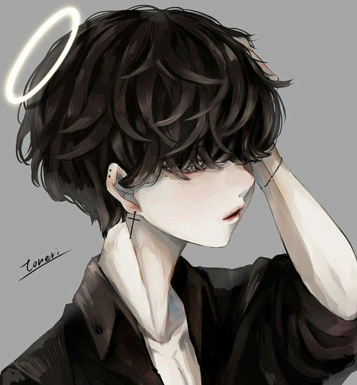 Anime Aesthetic Pfp Of Boy With Halo Background
