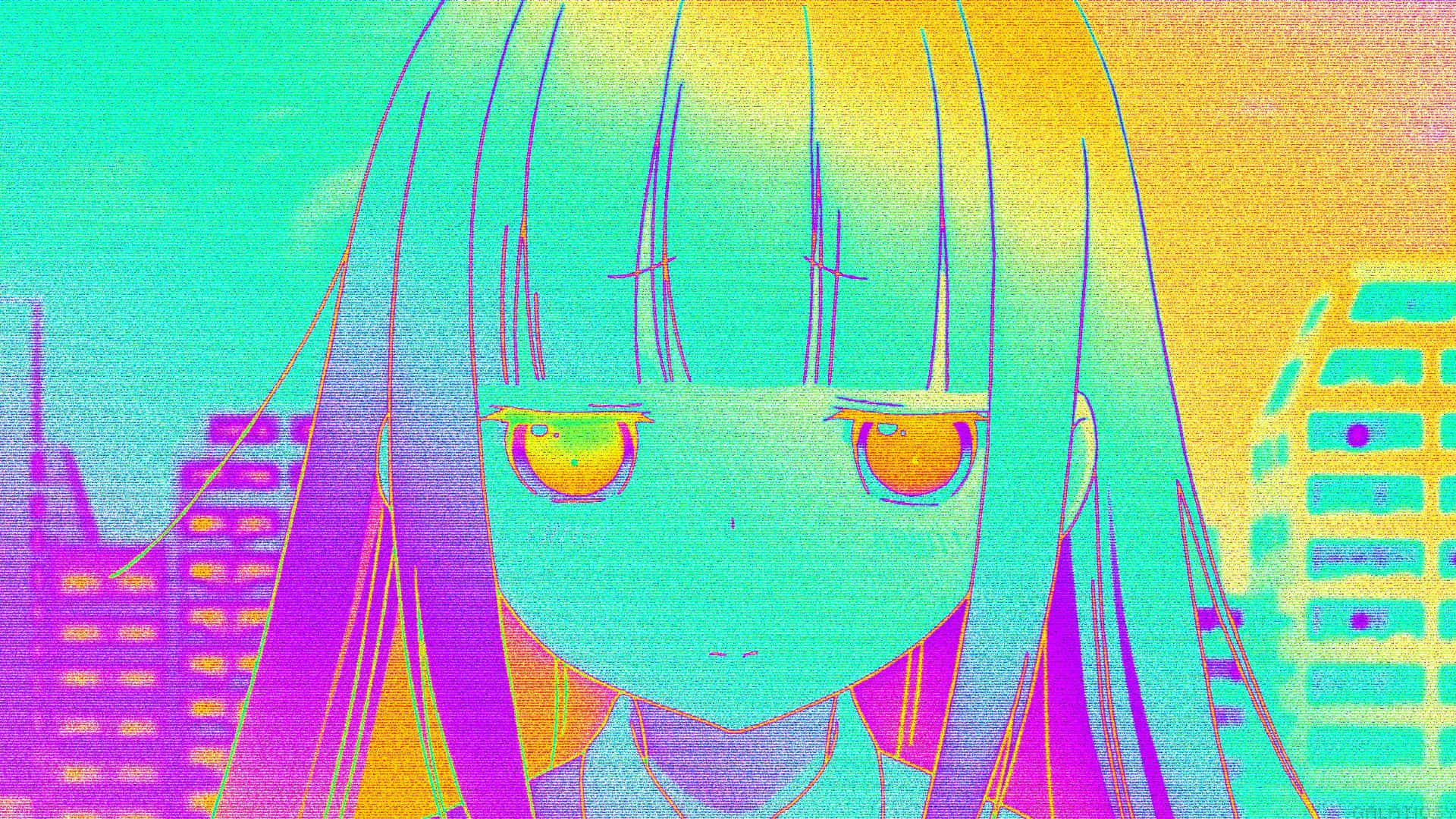 Anime Aesthetic Pfp Of Holo-colored Girl