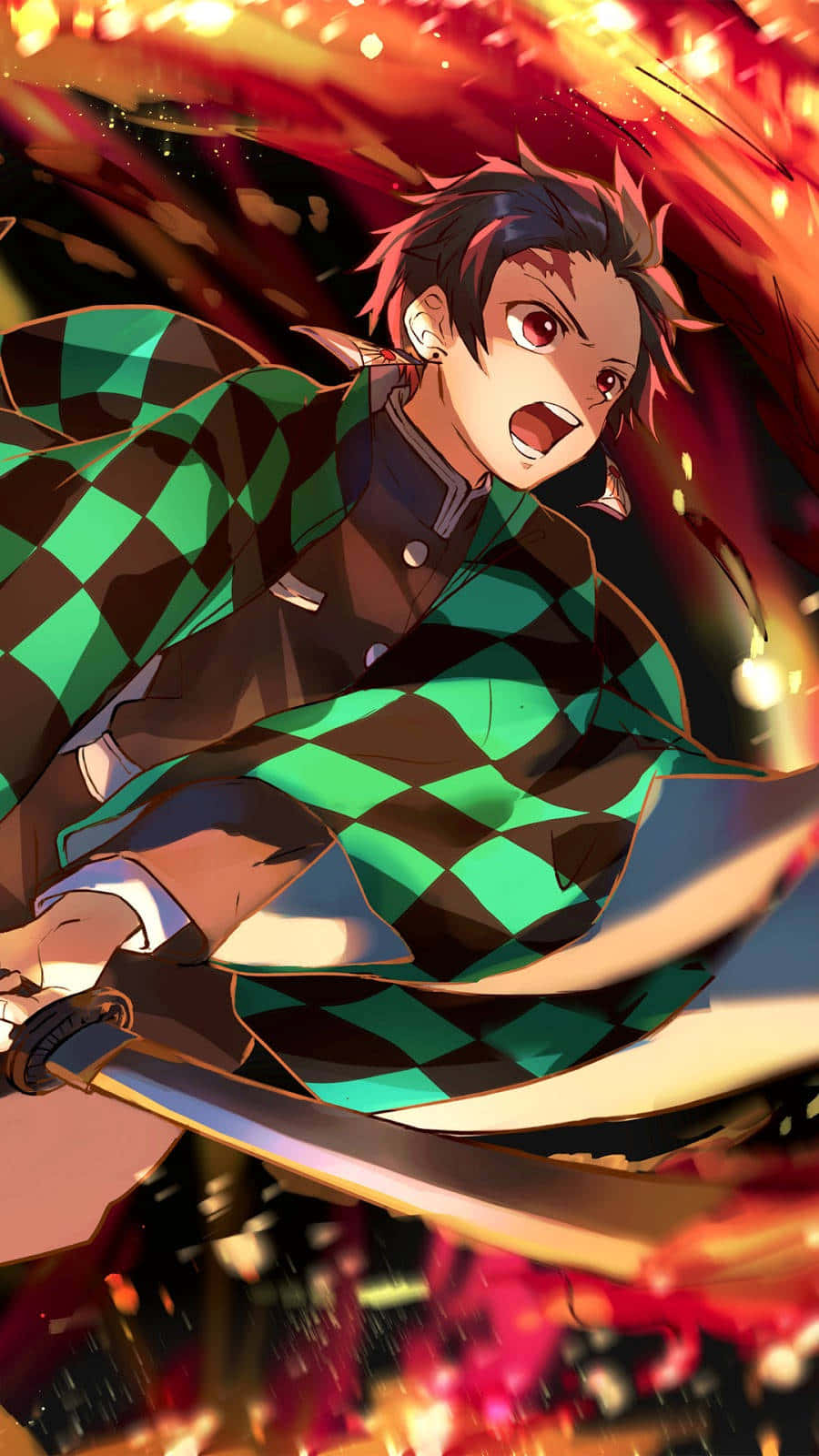 Anime Aesthetic Pfp Of Tanjiro Fighting Background