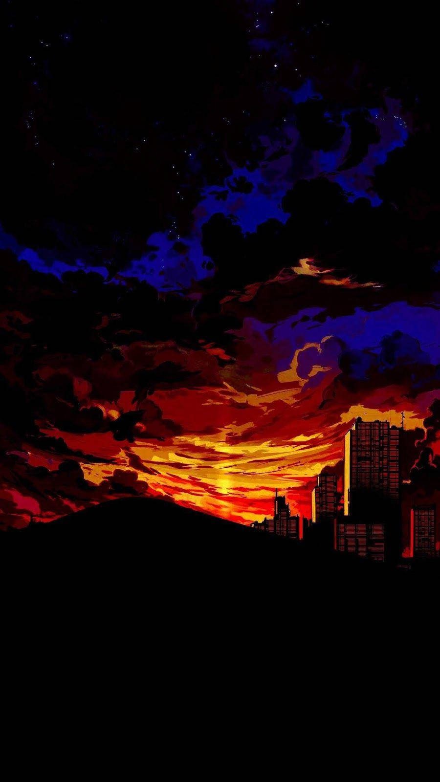 Anime Aesthetic Sunset To Dusk Background