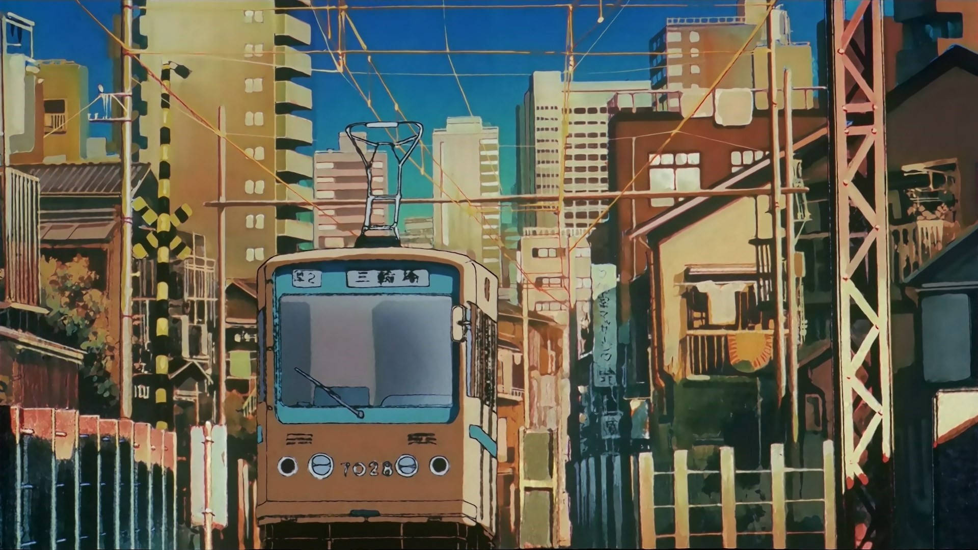 Anime Aesthetic Tram In City Background