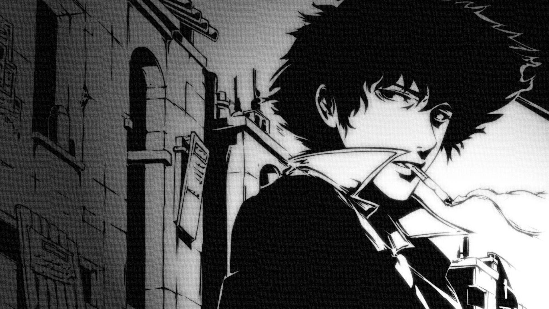 Anime Art Black And White Cowboy Bebop Spike