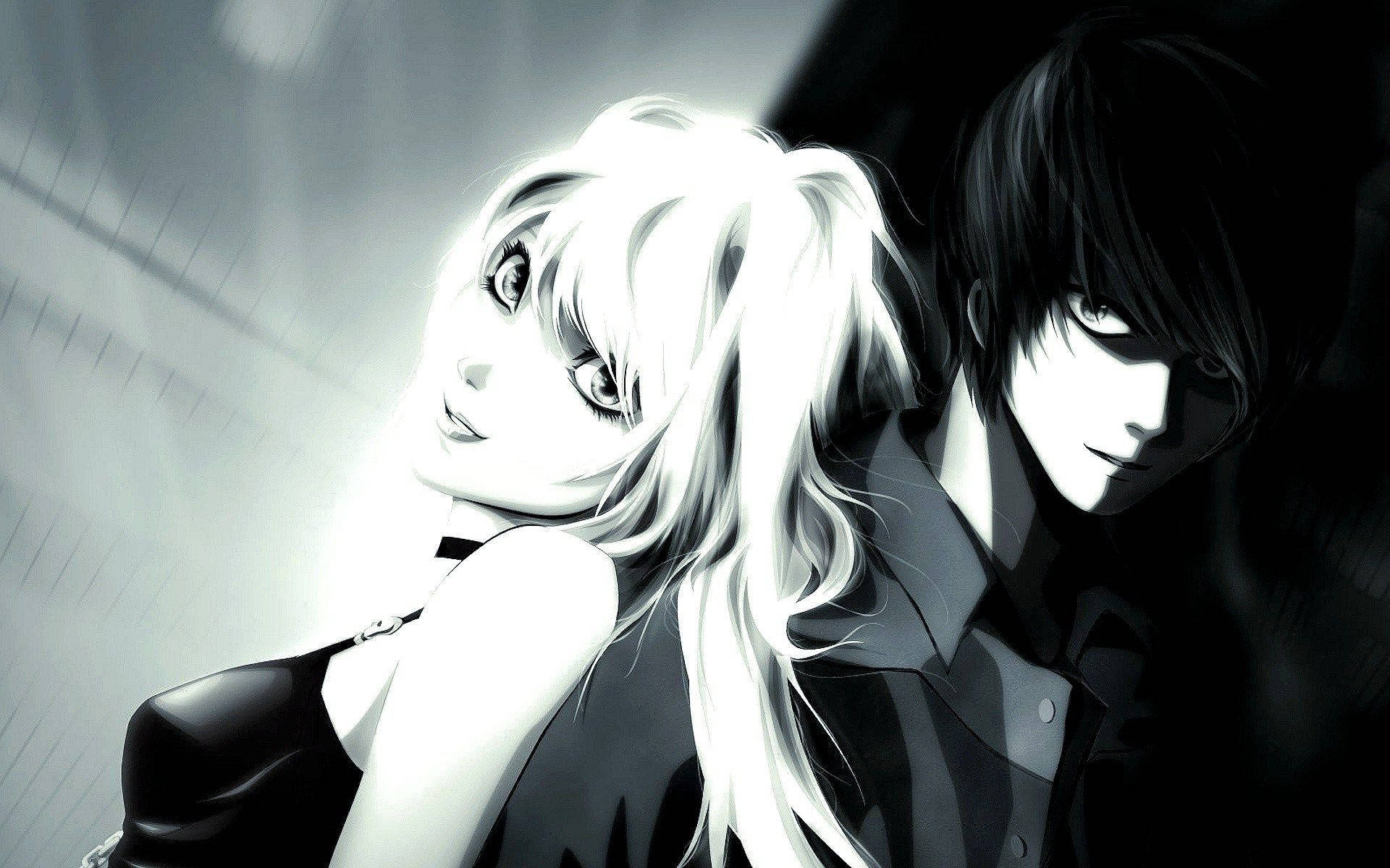 Anime Art Black And White Death Note Misa Light