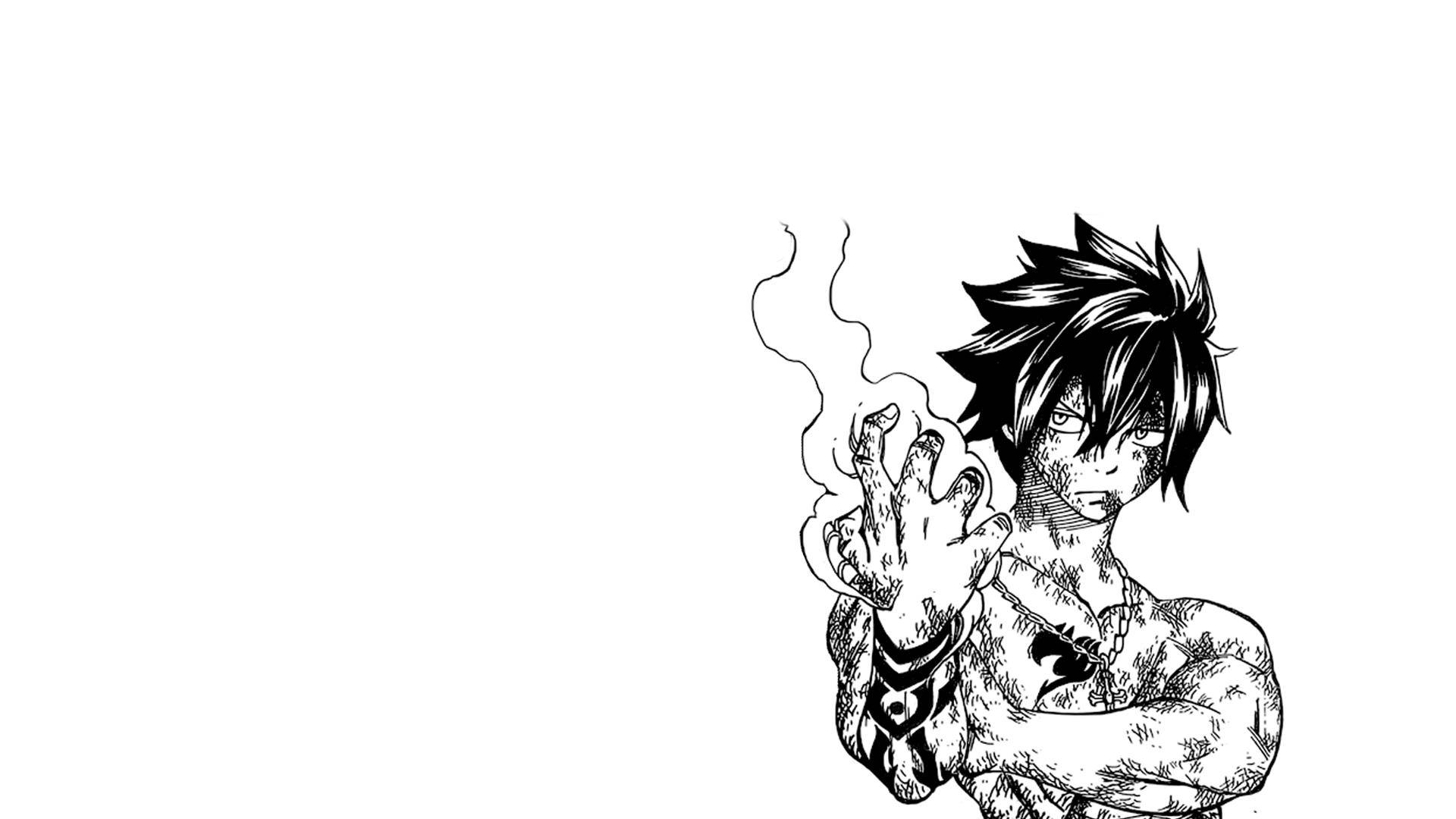 Anime Art Black And White Fairy Tail Gray Background