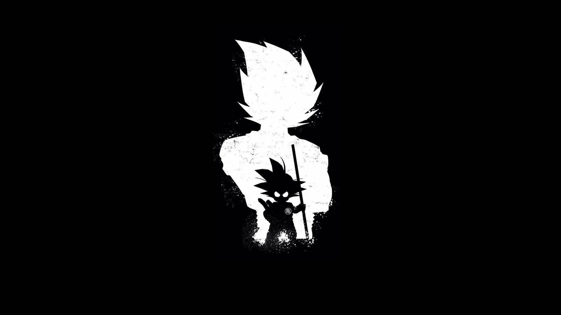 Anime Art Black And White Goku Young Old Silhouette Background