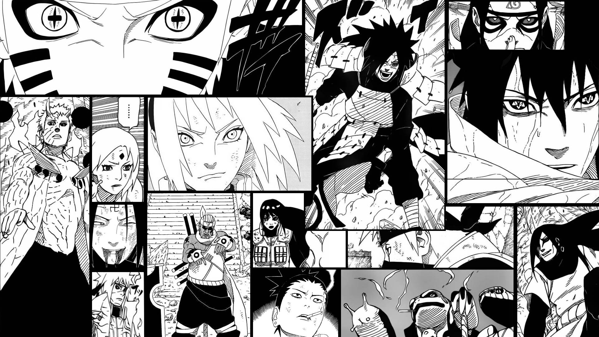 Anime Art Black And White Naruto Manga Panels Background