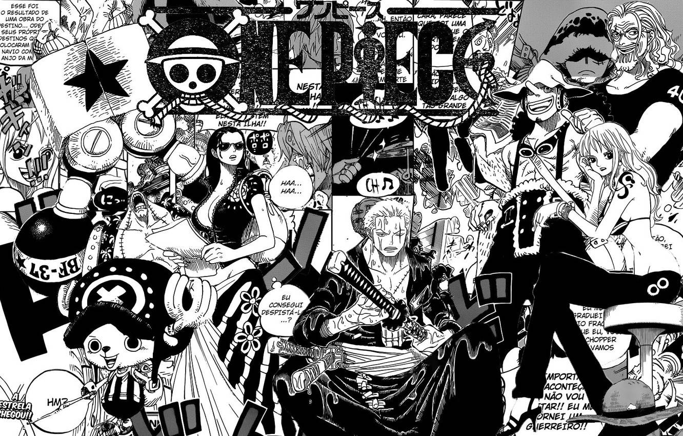 Anime Art Black And White One Piece Manga Characters Background