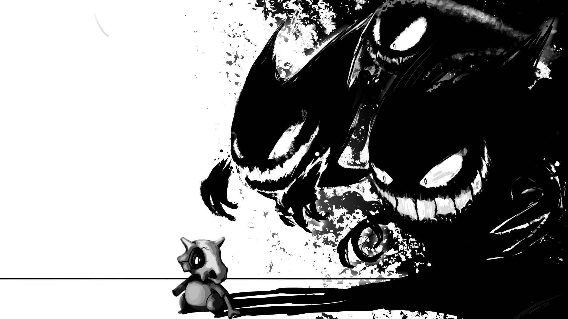 Anime Art Black And White Pokemon Gastly Evolution Background