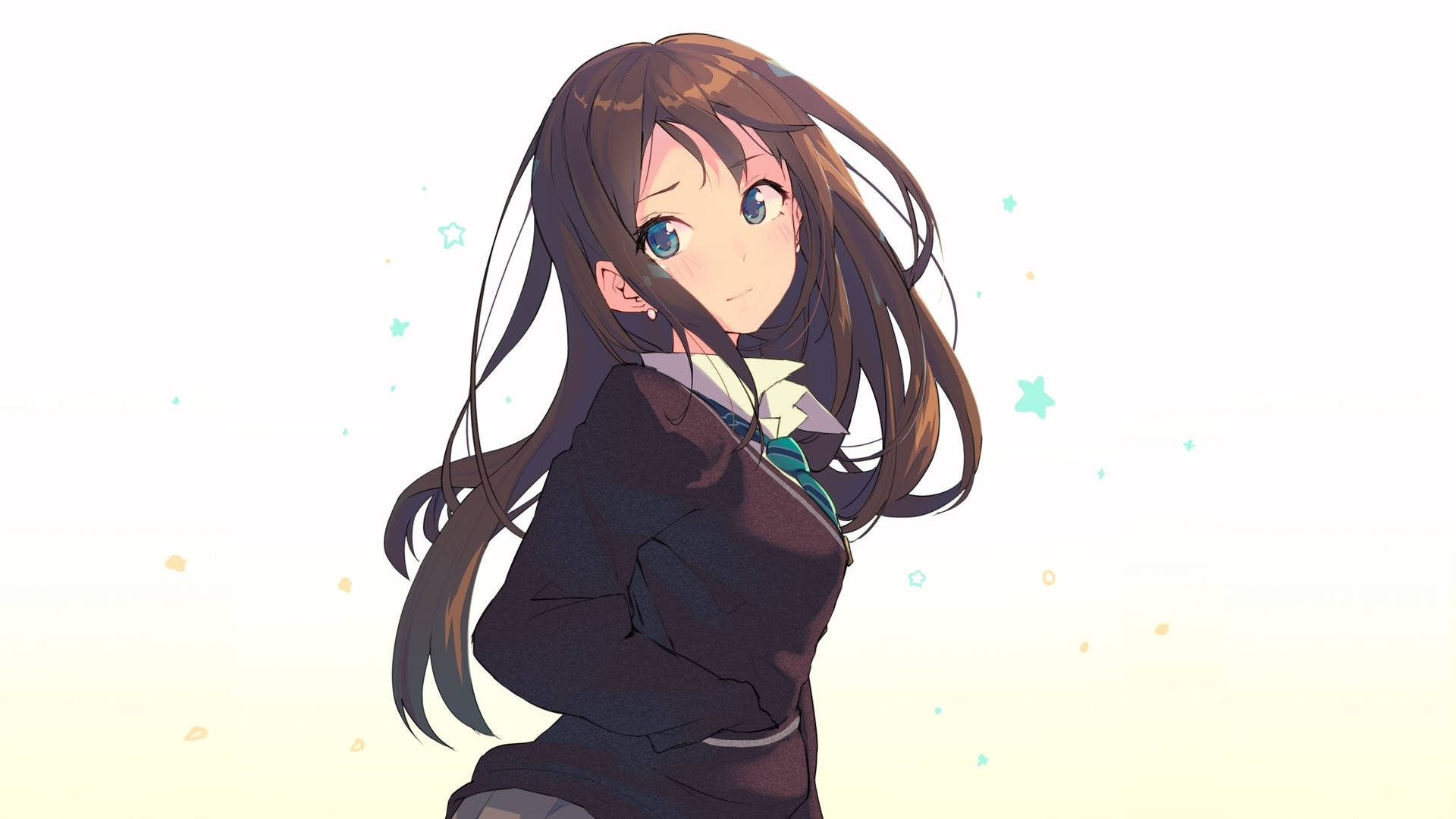 Anime Art Girl Wearing Uniform Background