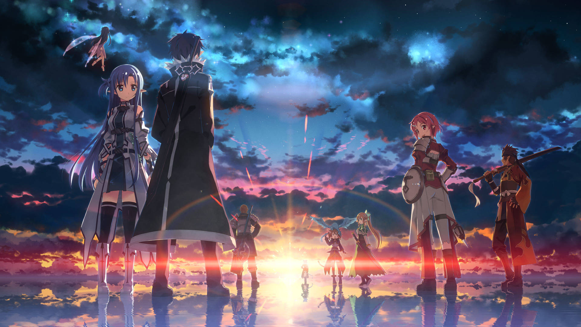Anime Art Sao Characters Sunset Background