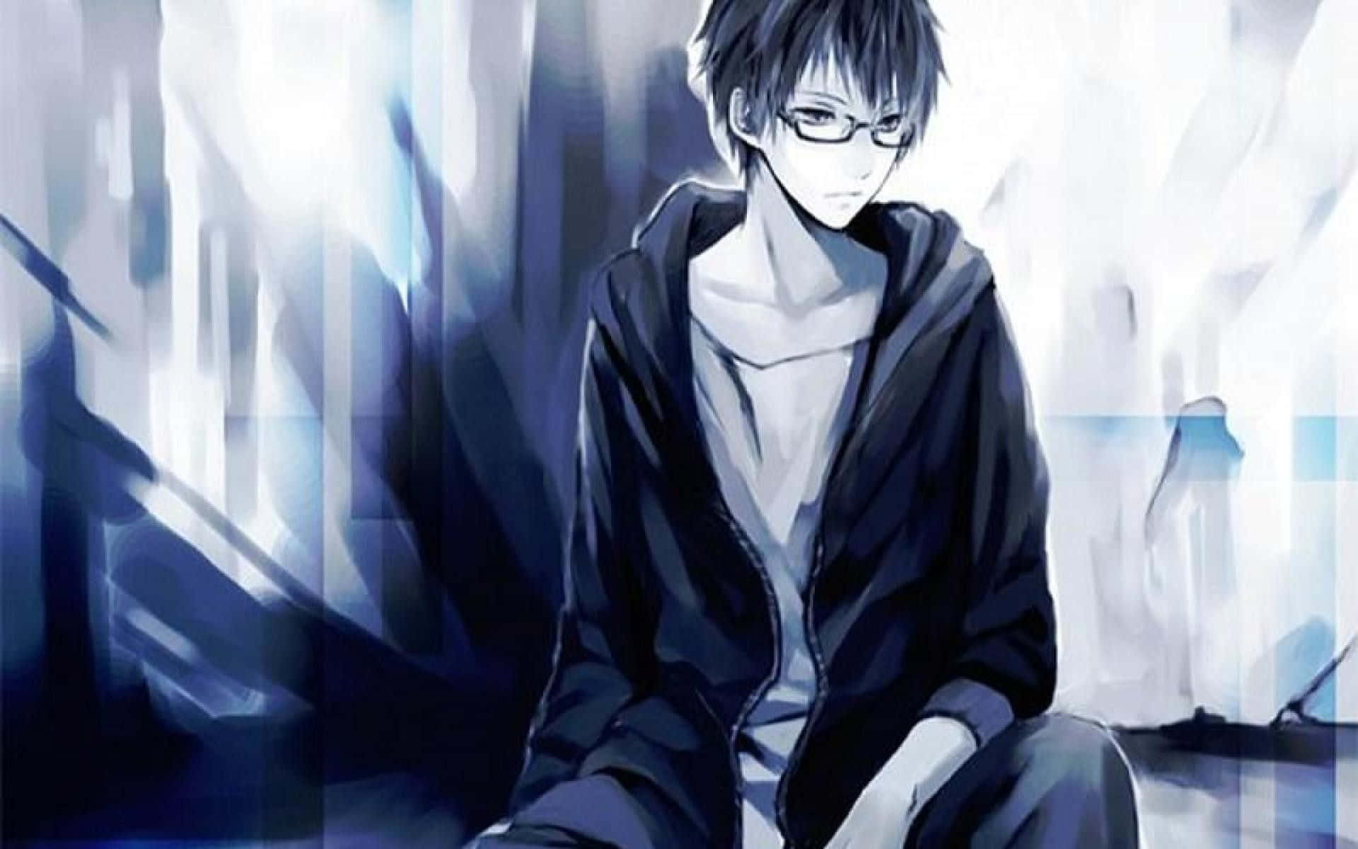 Anime Blue Boy With Glasses