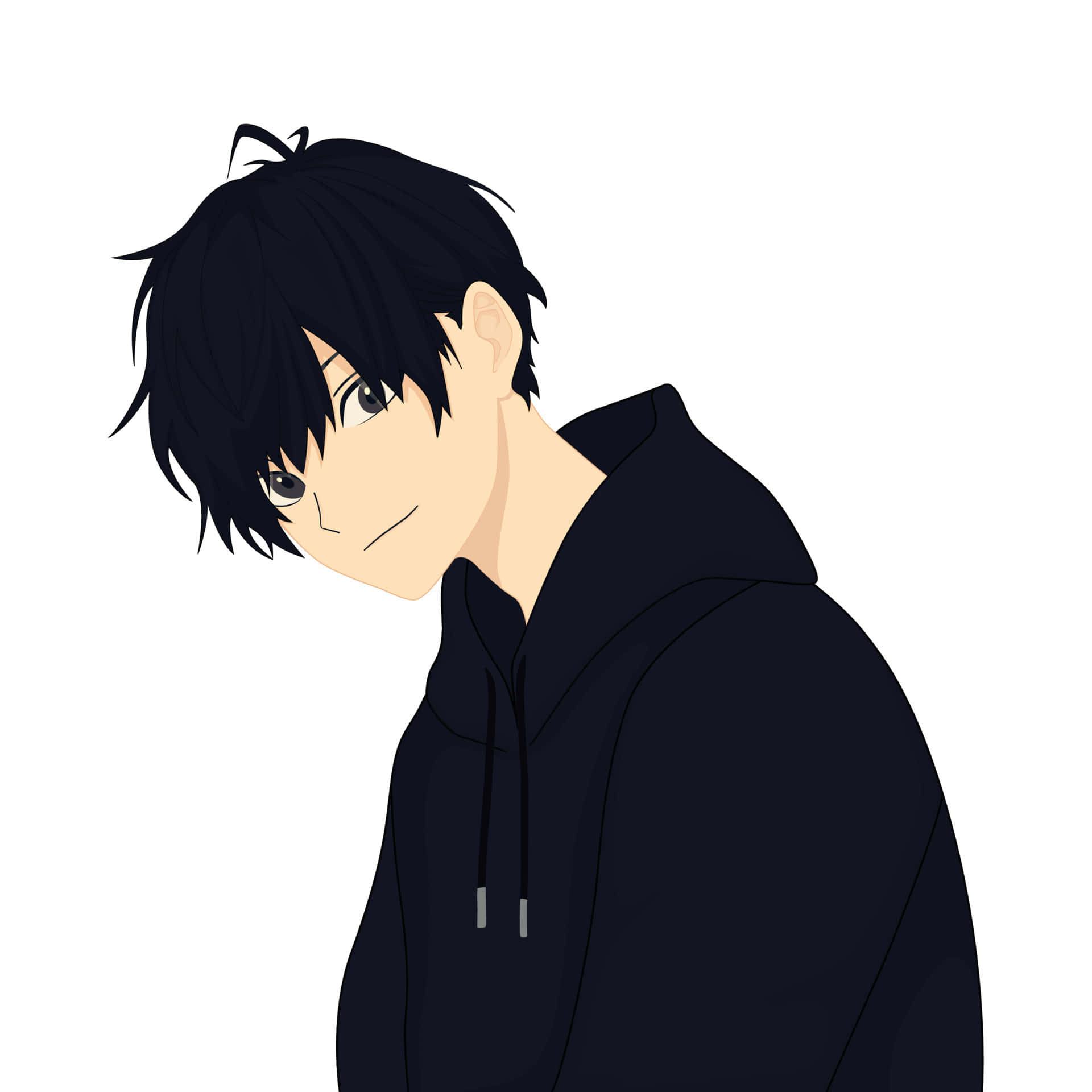 Anime Boy Black Hair Hoodie Background