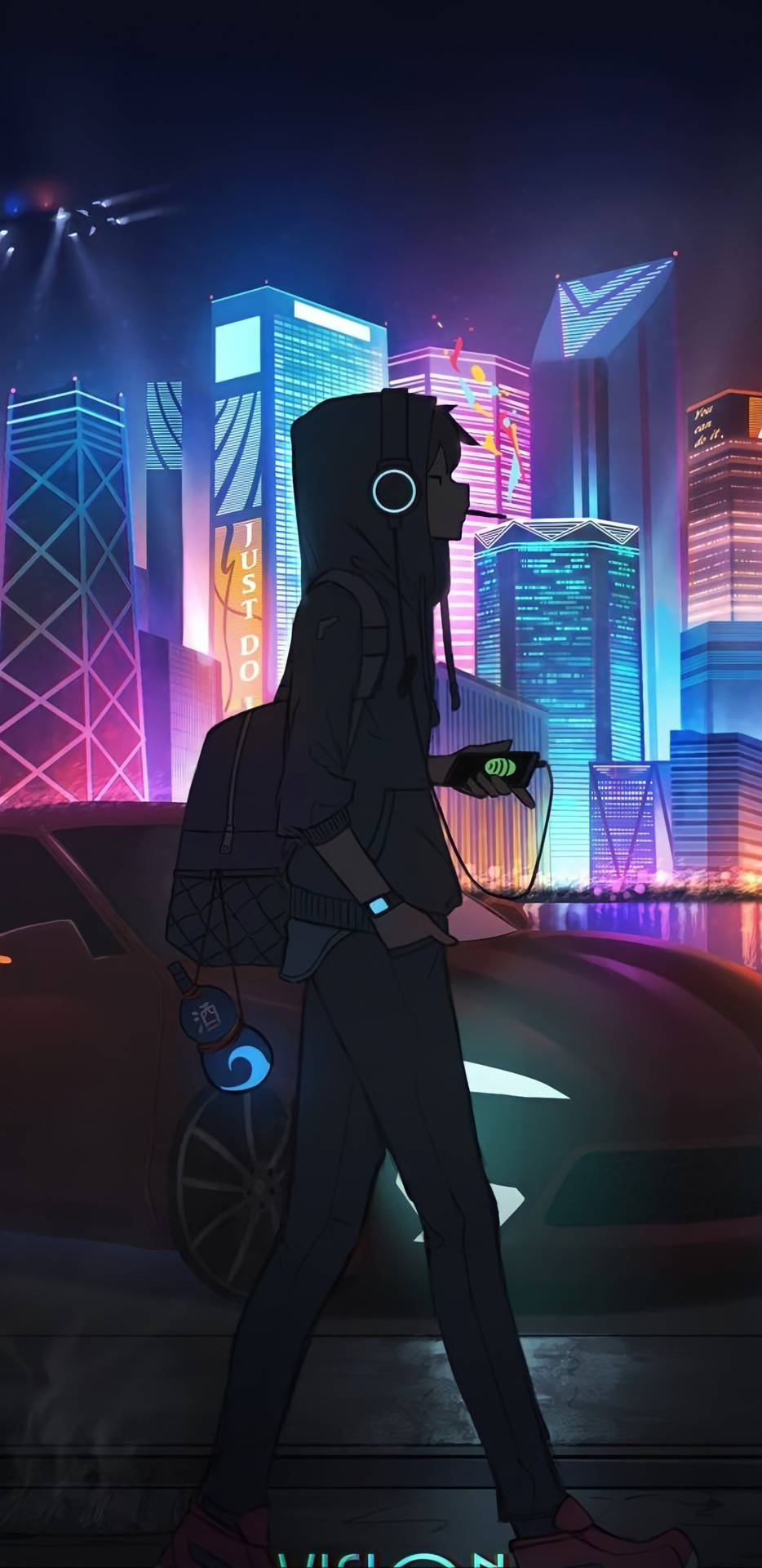 Anime Boy Cyberpunk 2k Amoled Background