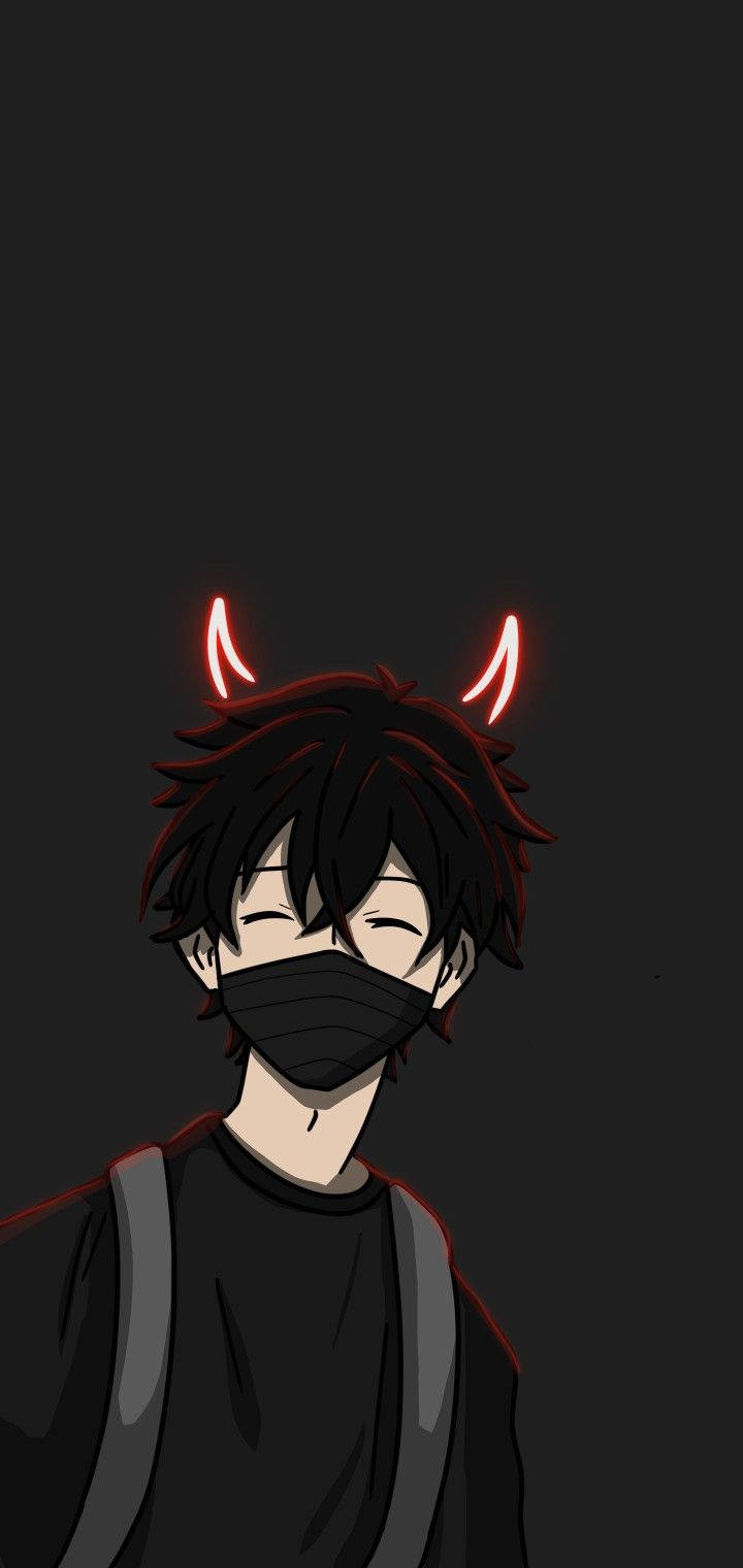 Anime Boy Dark Devil Horns Background