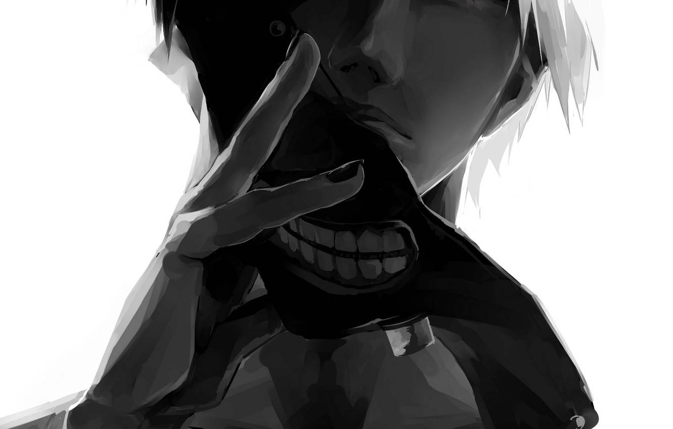 Anime Boy Dark Kaneki Mask Background