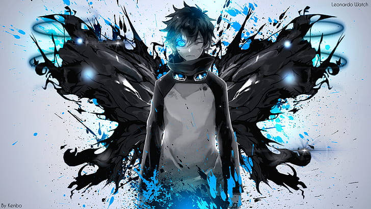 Anime Boy Gaming With Alien Wings Background