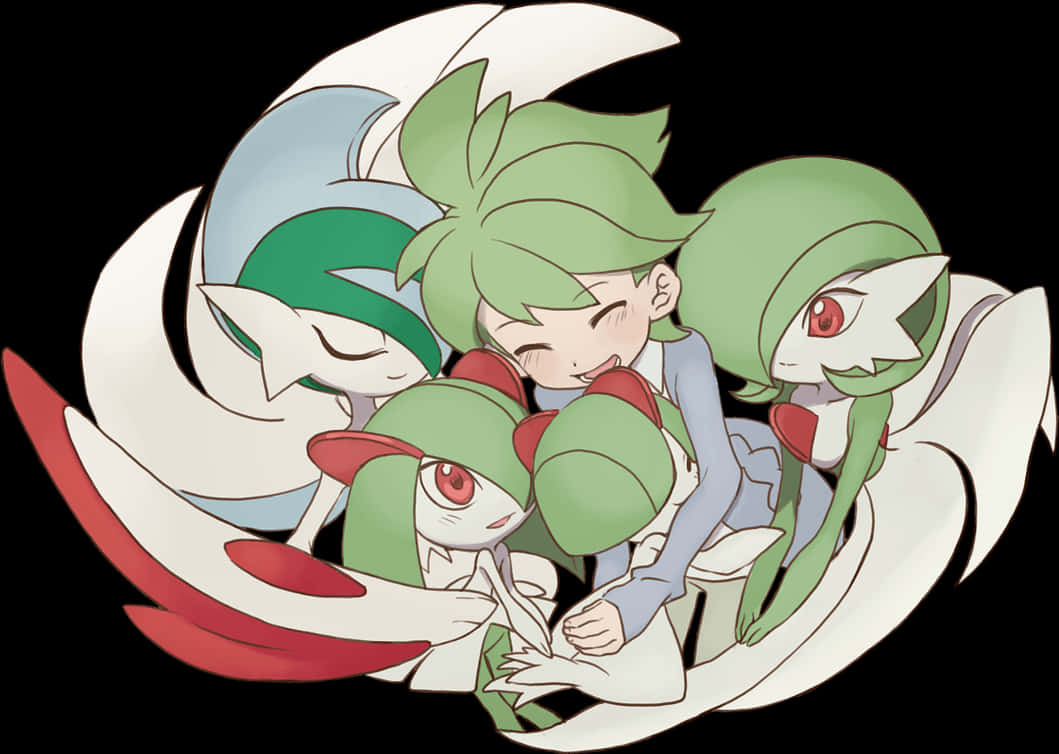 Anime Boy Hugging Ralts Evolutions Background