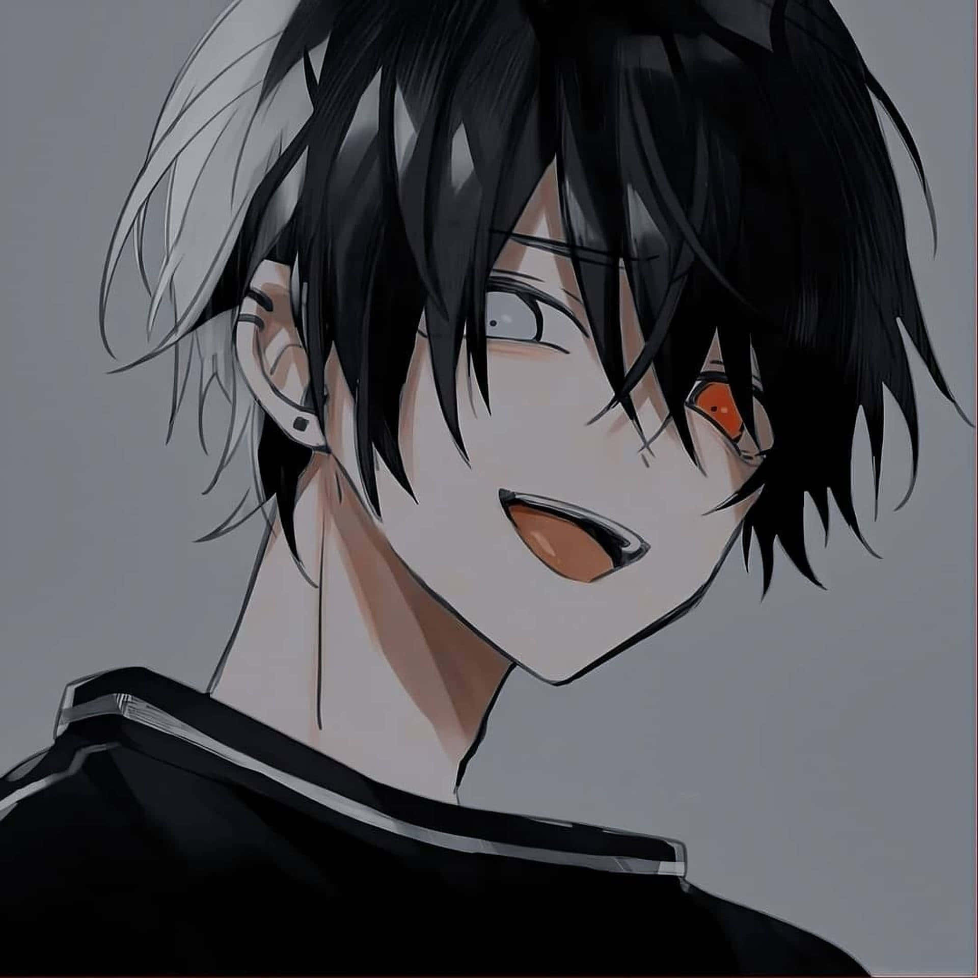 Anime Boy In Black And White Anime Pfp Background