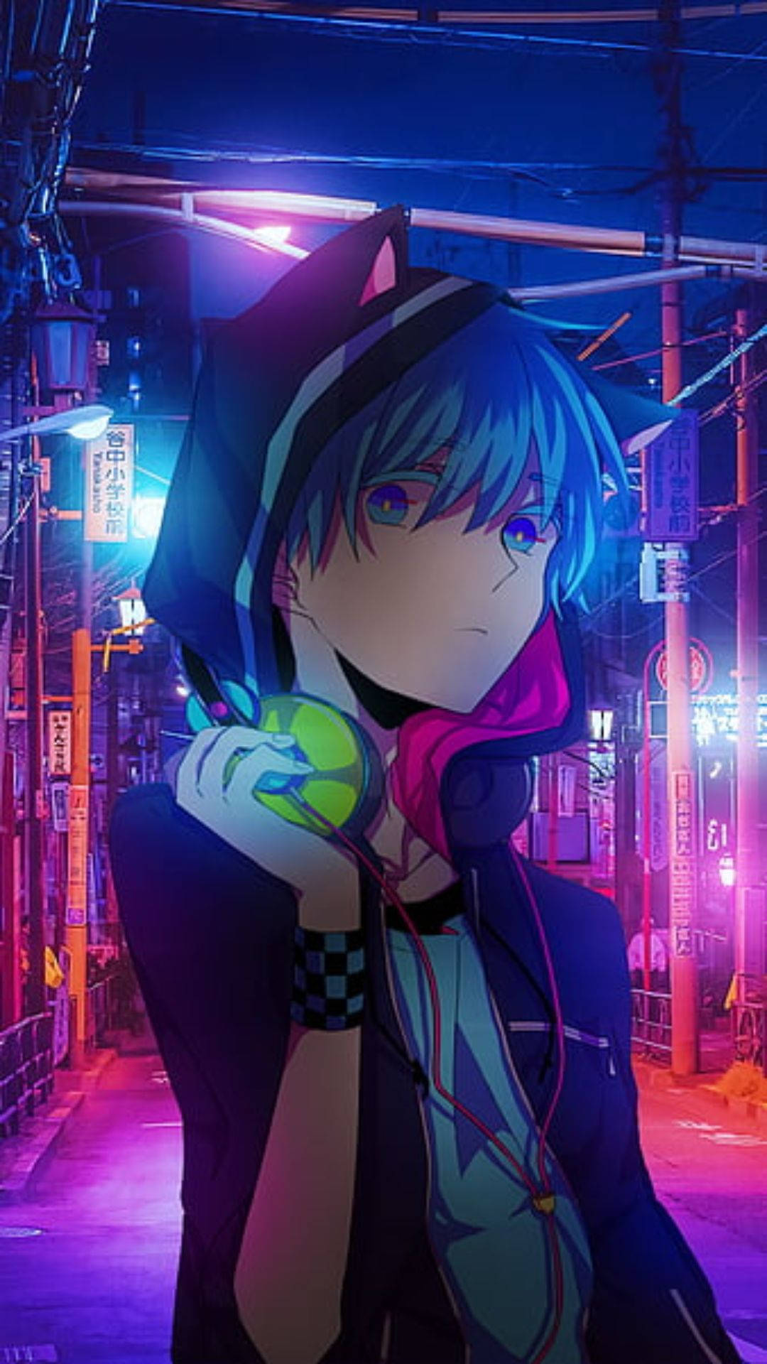 Anime Boy In Futuristic City Good Pfp Background