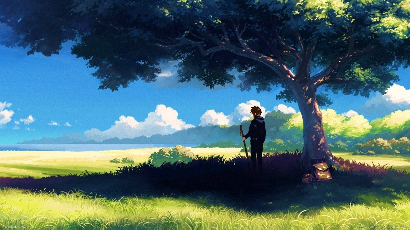 Anime Boy Nature Background