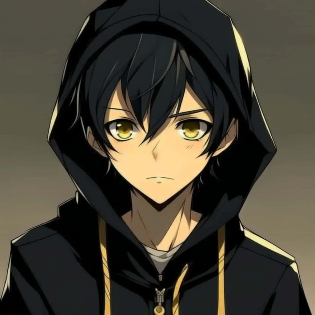 Anime Boy With Black Hairand Yellow Eyes Background