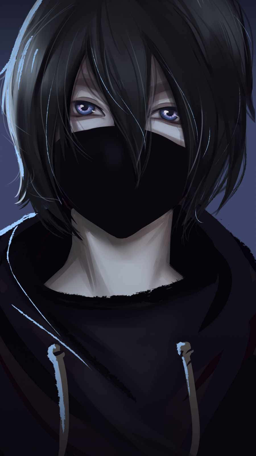 Anime Boy With Black Mask Background