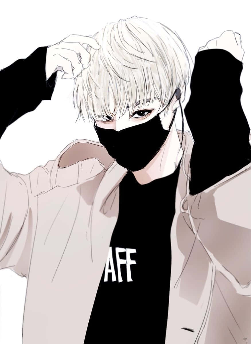 Anime Boy With Dope Mask Background