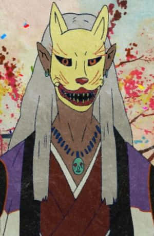 Anime Boy With Fox Mask Background