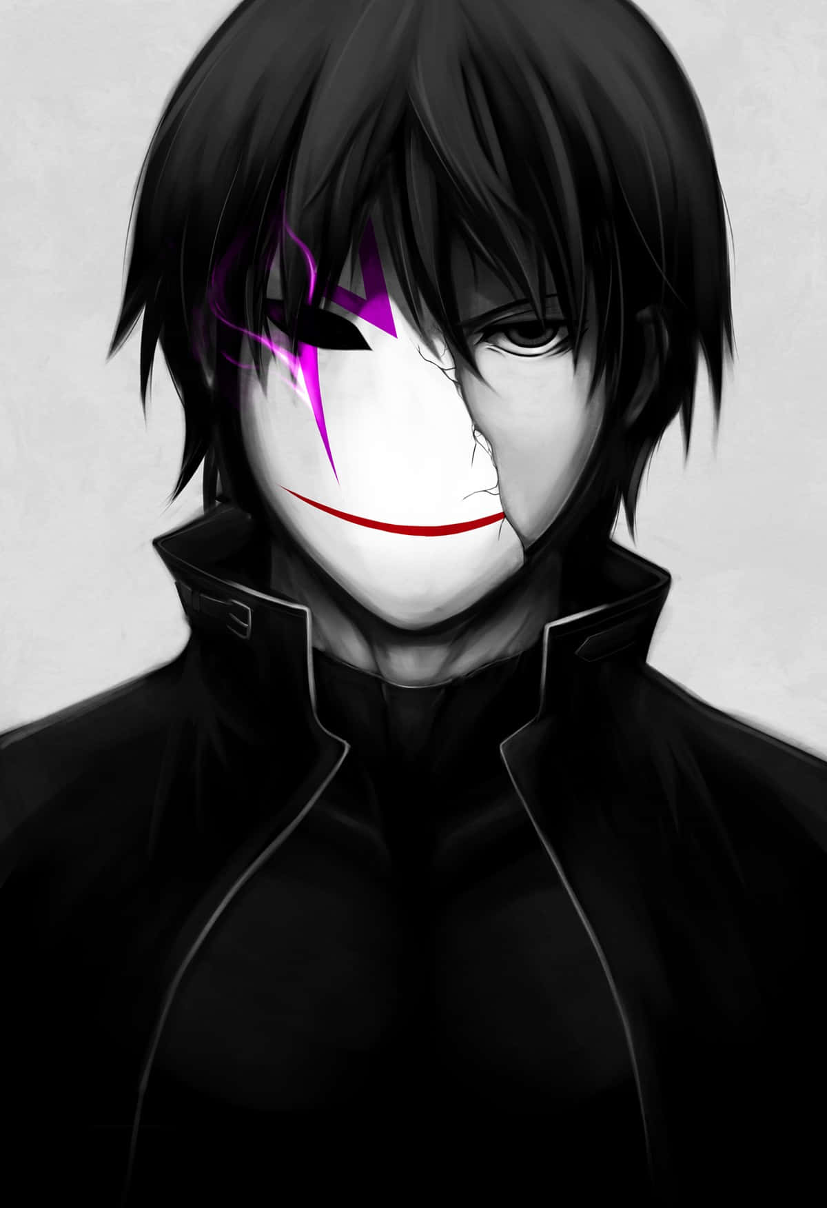 Anime Boy With Torn Mask Background