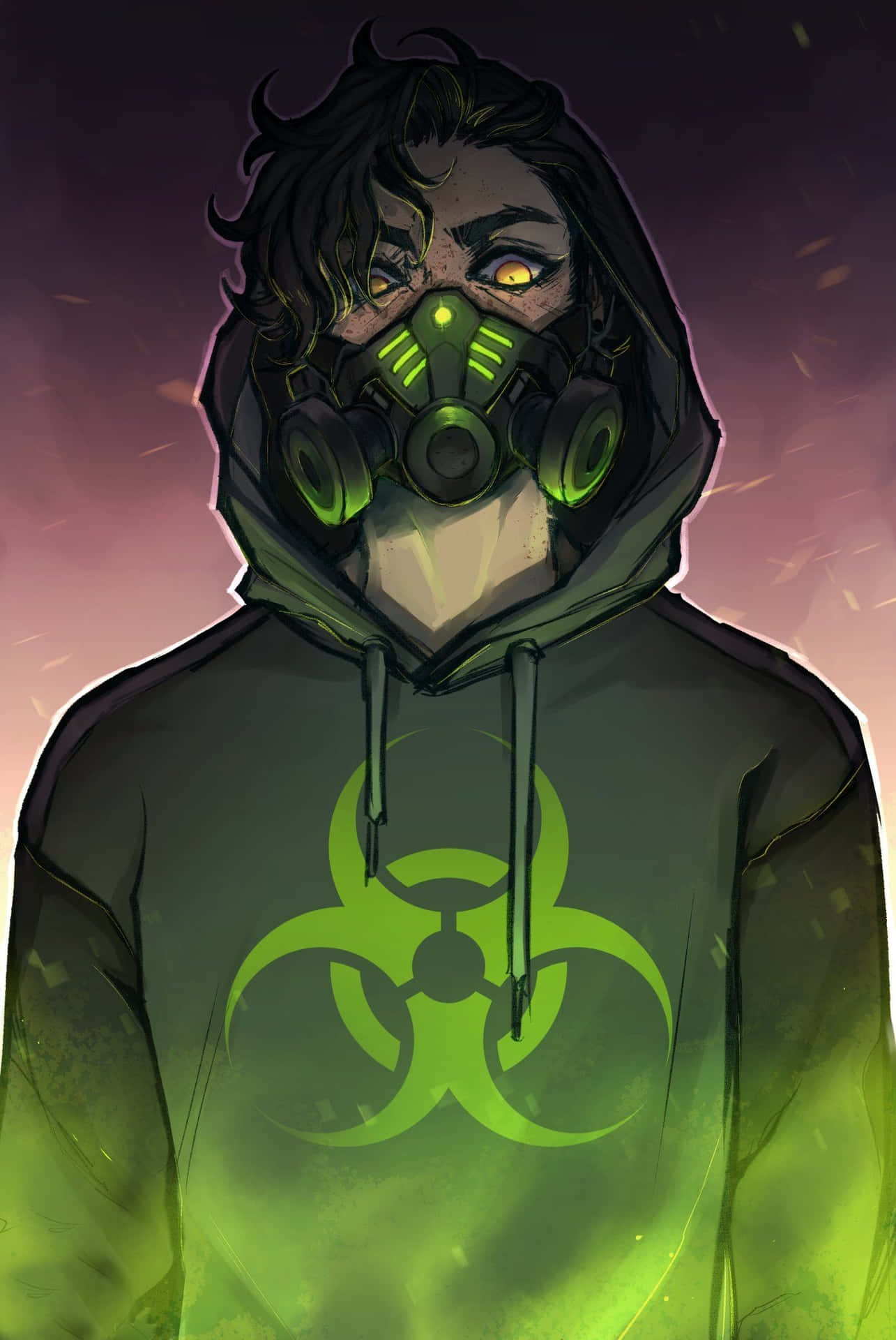 Anime Boy With Toxic Mask Background